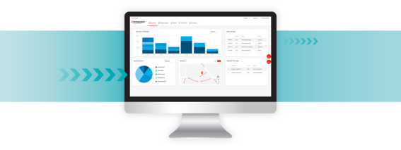 View of the Clearly Arranged Dashboards in the PFREUNDT Web Portal Web Portal view on the desktop